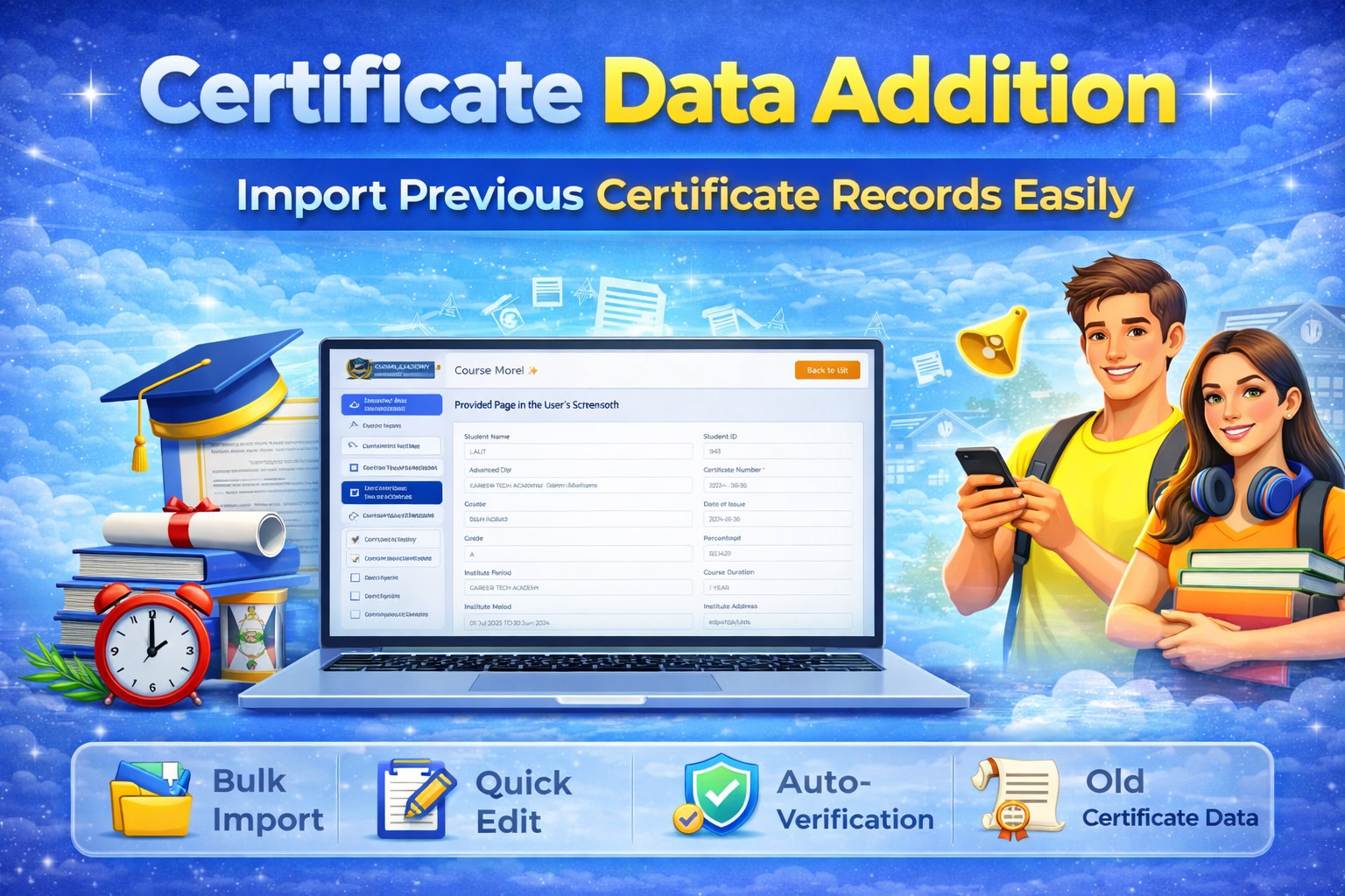 Certificate Data Addition